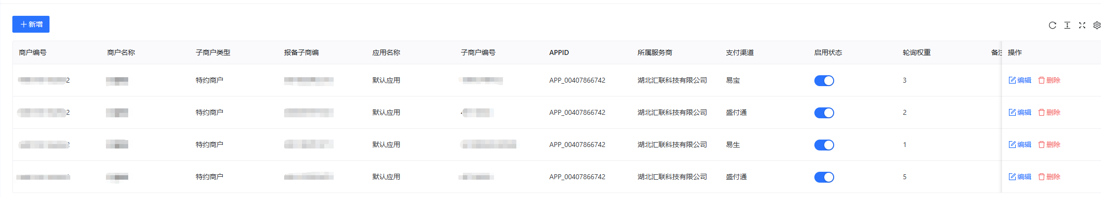 应用通道列表